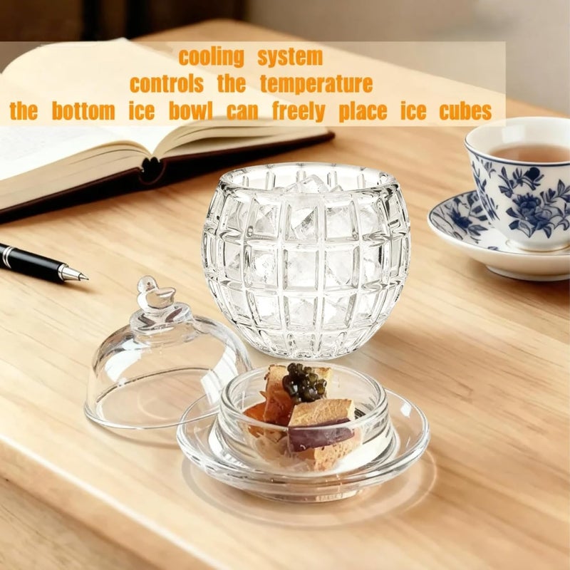 GCFTIFF caviar serving set,Chilled bowl Glass Caviar Dish With Lids,ice bowls to keep food cold, Elegant Serving Tray for Caviar Shrimp and Party Appetizers dip bowl ice cream (Checkered) - Image 4
